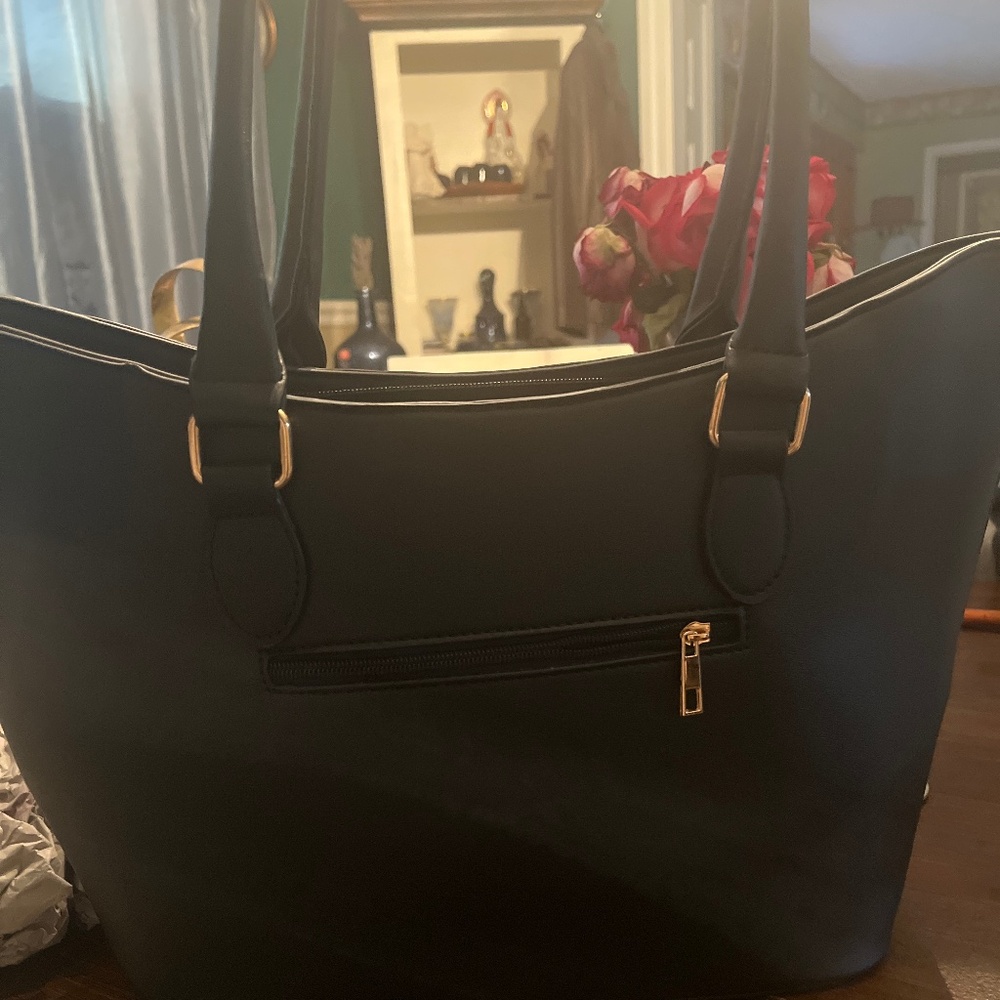 Black Textured Tote Bag